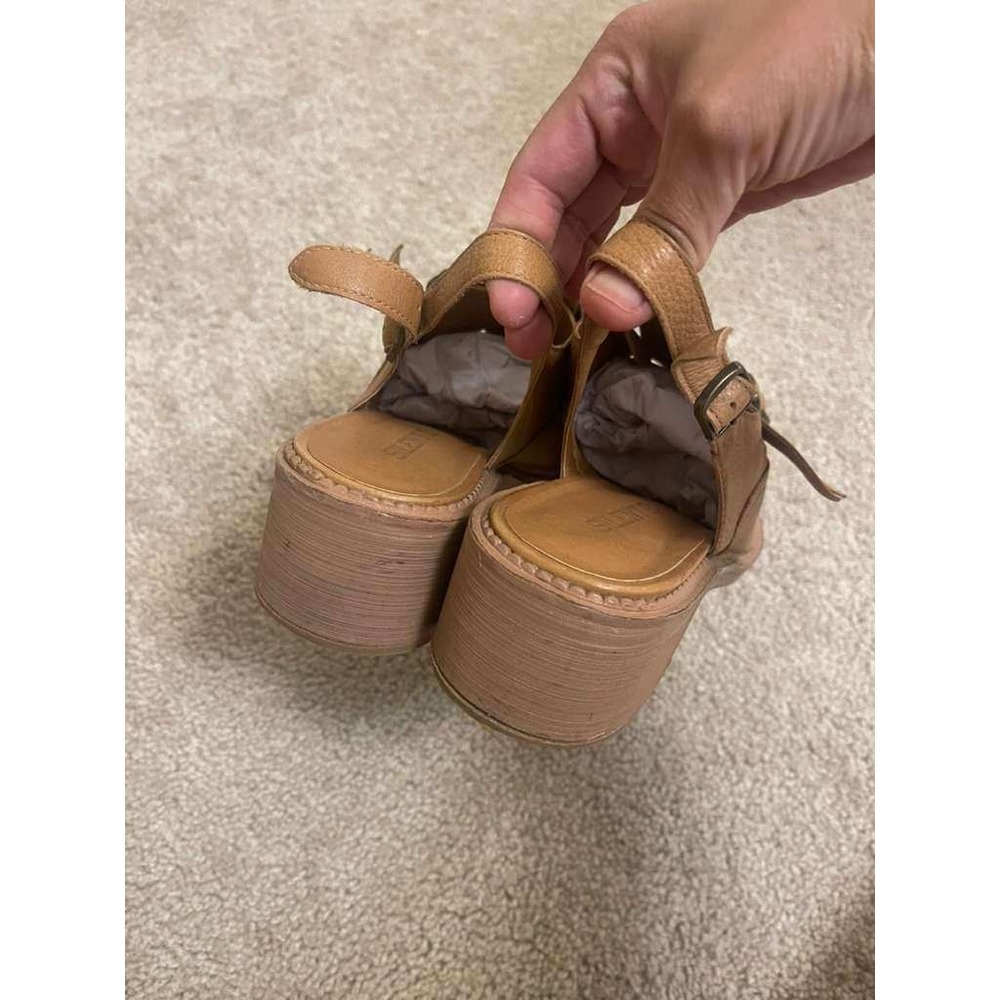 Silent D Tan Leather Caged Fisherman Slingback Block Heel Sandals Size 40 - Picture 7 of 8